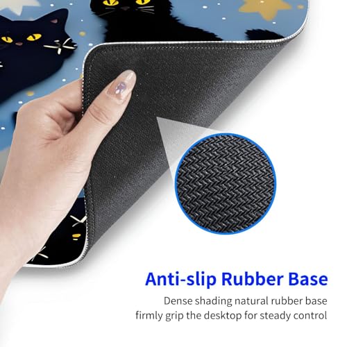Large Gaming Mouse pad,Black cat Design Anti Slip Rubber Base Mouse pad, Suitable for Computer, Laptop, Office Desk Accessories - color: Black cat Design