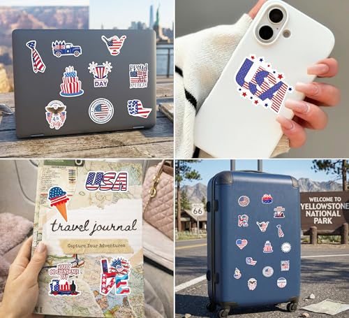 USA Independence Day 150th Anniversary Stickers Pack, 4th of July 50PCS Patriotic Vinyl Stickers for Water Bottles, Laptops, Scrapbooks, Party Favors & Gifts - style: Independence Day Stickers