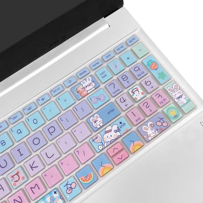 Keyboard Cover for 15.6 HP Laptop 15-fc 15-fd 15t-fd 15z-fc Series, HP Pavilion 15-eg 15t-eg 15-eh 15-er, 17z-ca 17-cn 17-cp 17z-cp Series, Cute Bunny - color: Cute Bunny
