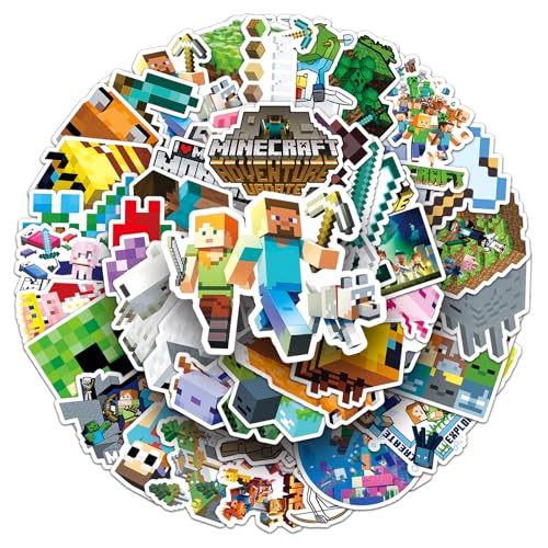 50 Pcs Pixel Miner Style Stickers, Stickers for Water Bottles, Video Game Party Supplies for Teens Mens Gamer Adults