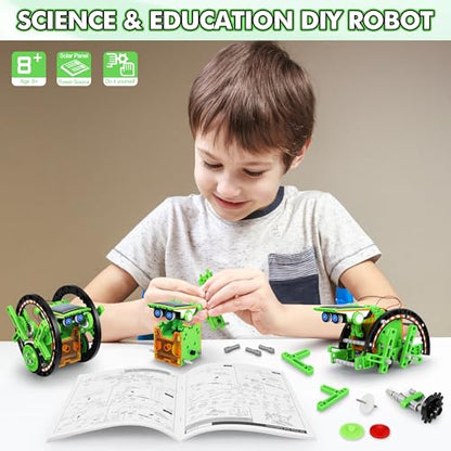 STEM 13-in-1 Education Solar Power Robots Toys for Boys Age 8-12, Educational Toy Science Kits for Kids Experiment Robotics Set Birthday Gifts for 8 9 10 11 12 Years Old - color: Green