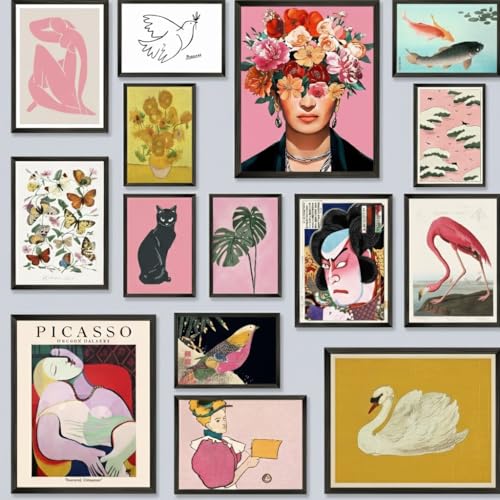 MAZUKO 15 PCS Eclectic Wall Art Decor, Modern Maximalist Wall Prints for Bedroom, Posters for Room Aesthetic, Wall Collage Kit Pictures for Living Room (UNFRAMED) - color: Electic art 2, size: 8 x 10 inches