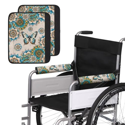 Wheelchair Armrest Pads Boho Butterfly Wheel Chair Accessories Adults 2 Pack Wheelchair Arm Pads for Office Transport Chair Pressure Relief - color: Boho Butterfly