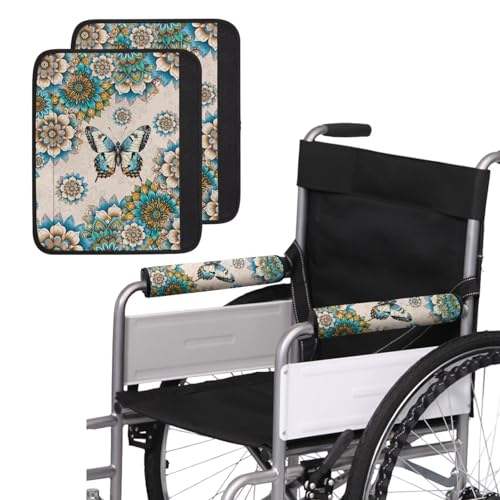 Wheelchair Armrest Pads Boho Butterfly Wheel Chair Accessories Adults 2 Pack Wheelchair Arm Pads for Office Transport Chair Pressure Relief - color: Boho Butterfly