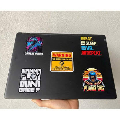 (Set of 5) I'd Rather Be Playing Tag Gorilla Sticker, Wanna Play Mini Games, VR Player Virtual Reality User Hazard Gamer, Come at Me Bro Waterproof Stickers 3 Inches