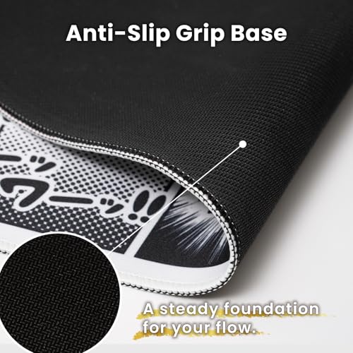 BELLEMOND Japanese Art Desk Mat | Large 31.5x11.8in Anime Mouse Pad for Keyboard & Mouse | Non-Slip Base, Water-Repellent | Original Japanese Design | Manga Burst - color: Manga Burst