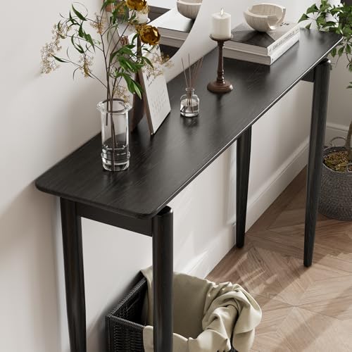 AQIMUELE Wood Console Table Black Entryway Table, Thin Console Table, Sofa Tables for Living Room (47.2'') - color: Black, size: 47.2"W x 11.8"D x 29.9"H