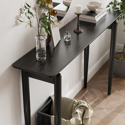 AQIMUELE Wood Console Table Black Entryway Table, Thin Console Table, Sofa Tables for Living Room (47.2'') - color: Black, size: 47.2"W x 11.8"D x 29.9"H