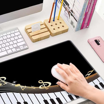 Extended Gaming Mouse Pad Big, Music Notes Long Mouse Pad Large, 31.5x11.8in Non-Slip Rubber Base Black Mousepad, Stitched Edges Keyboard Mouse Mat Desk Pad - color: Music Notes