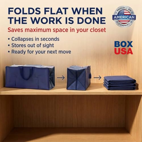 BOX USA 6-Pack Moving Bags with Strong Handles & Zippers - Heavy Duty Extra Large Packing Bags for Storage, Moving Boxes, Dorm & College Supplies, Blue - style: Blue 6-Pack