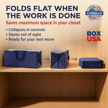 BOX USA 6-Pack Moving Bags with Strong Handles & Zippers - Heavy Duty Extra Large Packing Bags for Storage, Moving Boxes, Dorm & College Supplies, Blue - style: Blue 6-Pack