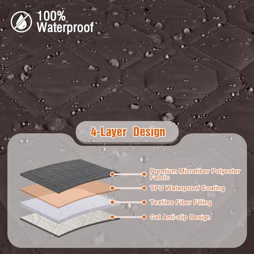 VANSOFY Loveseat Recliner Cover with Console 100% Waterproof Sofa Slipcovers Non-Slip Reclining Couch Covers Split Sofa Cover Furniture Protector for Pets, Dogs(Chocolate) - color: Chocolate