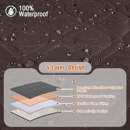 VANSOFY Loveseat Recliner Cover with Console 100% Waterproof Sofa Slipcovers Non-Slip Reclining Couch Covers Split Sofa Cover Furniture Protector for Pets, Dogs(Chocolate) - color: Chocolate