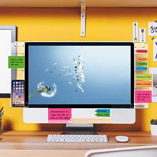 Monitor Memo Boards for Computer, Set of 3 (Left & Right & Bottom) Multifunction Acrylic Screen Message Reminder Pad Side Panels Phone Holder - Utility Organizer for Office Desktop, with Sticky Notes - style: Left + Right + Bottom