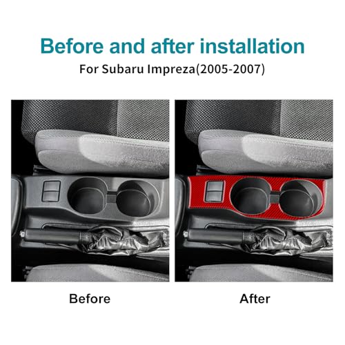 AIRSPEED for Subaru Impreza 2005 2006 2007 Gear Shift Cup Holder Frame Cover Carbon Fiber Center Console Interior Trim Accessories, Red - color: Cup Holder Frame Red
