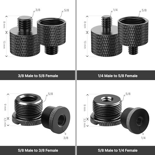 IXTECH Mic Stand Adapter Set 8 pieces Metal Microphone Stand Screw Thread Adapter 5/8 Female to 3/8 Male 3/8 Female to 5/8 Male 5/8 Female to 1/4 Male 1/4 Female to 5/8 Male Tripod Adapter - color: 7 ADAPTER