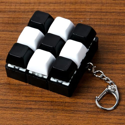 Keyboard Fidget Toy, Keyboard Keychain Fidget Toys, 9-in-1 Clicker Fidget Toy, Stress Relief Desk Decompression Button, Anxiety Relief Valentine's Day Gifts (2 Color-White Black) - color: 2 Color-white Black