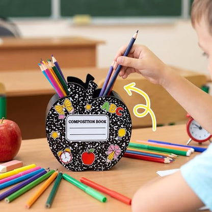 MALLMALL6 Wooden Pencil Holder - Back To School Pen Desk Organization, Black Wood Desk Caddy Case for Teacher Student, Desktop Storage Organizer for Classroom Office Home - style: Fruit