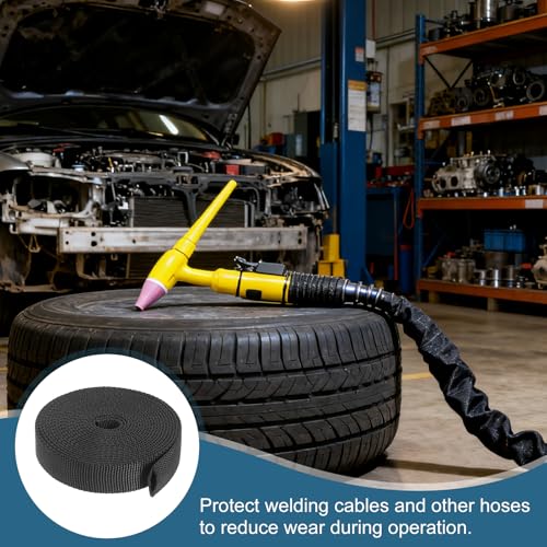 HARFINGTON Nylon Protective Hose Sleeve 0.5" ID 10FT Cable Cover Sheath Hydraulic Hose Protector Wrap for Welding Cord Tig Torch Hydraulic, Black - size: 0.5" ID 10FT