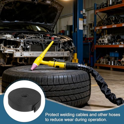 HARFINGTON Nylon Protective Hose Sleeve 0.5" ID 10FT Cable Cover Sheath Hydraulic Hose Protector Wrap for Welding Cord Tig Torch Hydraulic, Black - size: 0.5" ID 10FT