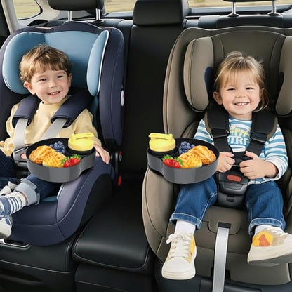 Car Seats Snack Trays for Toddler, Car Seat Cup Holder for Kids -Toddler Road Trip Essentials, Car Cup Holder for Safety Seats, Fits Stroller & Booster (2PCS Black) - color: 2PCS Black