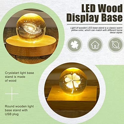 Honoson 4 Pcs LED Light Base - Wooden LED Base for Crystal Wood Light Display for Glass Art Lighted Stand for 3D Glass Resin Art(Square, Round) - style: Square, Round