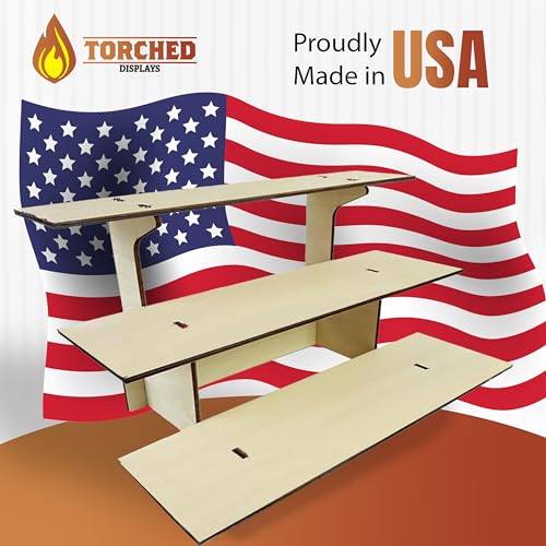 3-Tier Straight Wooden Retail Table Display Stand with Shelves for Products - Portable | 3 Step Straight Display Rack for Retail Table Top, Counter Top, Craft Shows, Farmers Market, Tradeshows 9.5" L - color: Natural