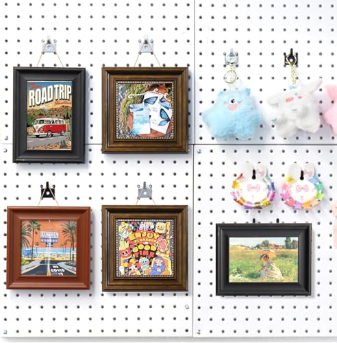 HUHOLE 20PC Black Pegboard Picture Hangers for 1/8 & 1/4 Inch Boards | U Shape Display Hooks with 10 lb Capacity for Pictures, Jewelry, Keys, Lanyards, Arts, Crafts and Retail - color: Black