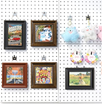 HUHOLE 20PC Black Pegboard Picture Hangers for 1/8 & 1/4 Inch Boards | U Shape Display Hooks with 10 lb Capacity for Pictures, Jewelry, Keys, Lanyards, Arts, Crafts and Retail - color: Black
