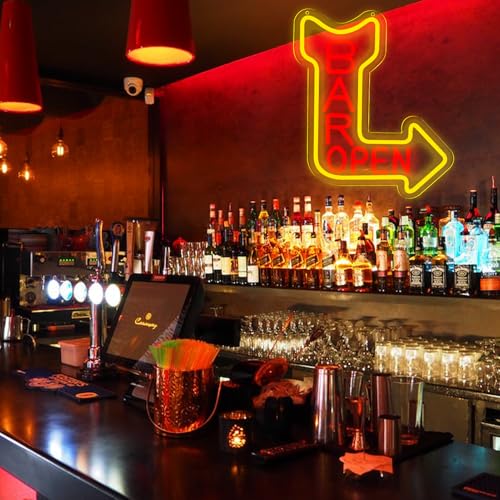 Bar Open Neon Signs for Wall Decor，Open Signs for Business,Led Neon Light for Man Cave, Bar,Pub，Christmas Birthday Party Gift - style: Bar open