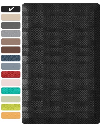 Ophanie Kitchen Mats for Floor, 3/4 inch Thick, 22x36 Anti Fatigue Cushioned Mat with 99+ Pairs of Anti-Slip Bottom Ridges,Kitchen Rugs,Waterproof,Comfort Ergonomic Standing Mat for Office,Home,Sink - color: Black, size: 22"L x 36"W x 0.8"Th