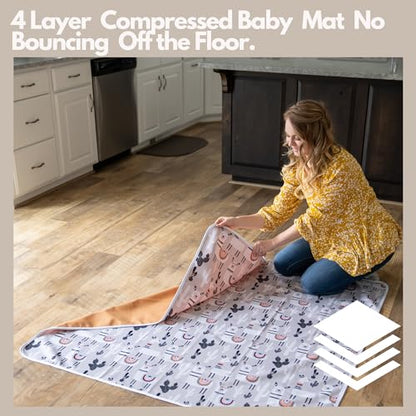 Splat Mat for Baby – Under High Chair Floor Mat Protects Wood, Vinyl and Carpet from Spills – Waterproof 4 Layer Baby Mat with Anti-Skid Backing Deters Bunching and Sliding (51” x 51”) - color: Grey Alpaca