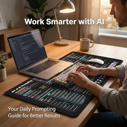 Chat GPT Cheat Sheet Desk Mat | How to Write an Effective Prompt Using Chatgpt, Copilot Cheat Sheet Lambock New Version Large Desk Pad for Keyboard and Mouse | 16x32 in NEW - size: New Version-16x32 in