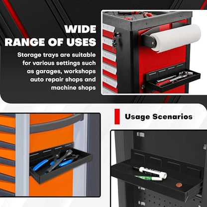 C&T 4-Piece Magnetic Toolbox Shelf, Tray and Holder Set, Magnetic Toolbox Tray Set, Tool Box for Cabinet Side Shelf Storage Van Workshop, Tool Organization and Storage