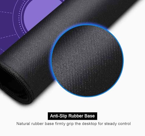 Kawaii Purple Large Gaming Mouse Pad, Moon Phase Magic Celestial Desk Mat Cute, Non-Slip Rubber Computer Mousepad, Laptop Desk Pad, 31.5x11.8 in - color: Moon Phase on Purple