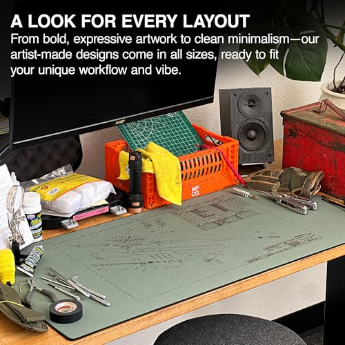 MPCO. Original Large Gaming Desk Mat – 36" x 17" Aeroglyde Blueprints Browning 50 Cal – Green Full Desk Mouse Pad for Smooth Precision – Non-Slip, Washable Extra-Large PC Mouse Pad for Gaming Sessions - color: Aeroglyde Browning 50 Cal – Green