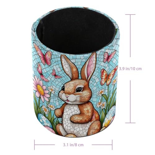 Modern Easter Eggs and Rabbit Pen Holder Pencil Organizer for Desk, 3.1” x 3.1” x 3.9” Pencil Cup Office Supplies, Large Capacity Cute Pen and Makeup Brush Holder for Home, School, Desktop - color: Modern Easter Eggs and Rabbit