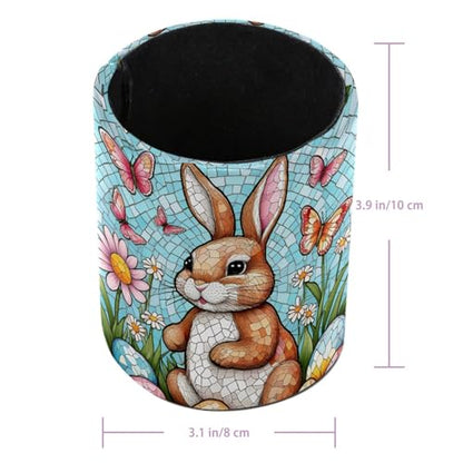 Modern Easter Eggs and Rabbit Pen Holder Pencil Organizer for Desk, 3.1” x 3.1” x 3.9” Pencil Cup Office Supplies, Large Capacity Cute Pen and Makeup Brush Holder for Home, School, Desktop - color: Modern Easter Eggs and Rabbit