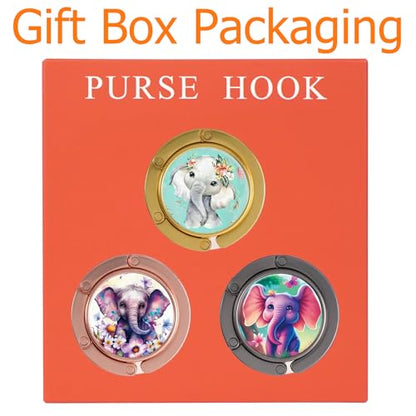 Folding Handbag Hanger - Portable Bag Holder, Women's Bag Table Hanger Hook(HL01-3P Cute Elephant) - color: HL01-3P Cute Elephant