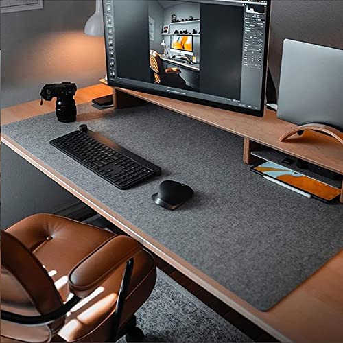 Felt Desk Mat, 35.5"x15.8", Large Keyboard and Mouse Pad for Computer, Non-Slip Wool Desk Pad for Office and Home, Dark Gray - color: Dark Gray