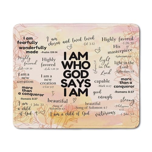 Inspirational Christian God Says I Am Mouse Pad, Minimalist Boho Floral Bible Verse Affirmation Mouse Pads Mousepad for Home Office Dorm Computers Laptop Supplies Desk Accessories, 9.5x7.9 Inch - color: 22Child, size: 9.5x7.9