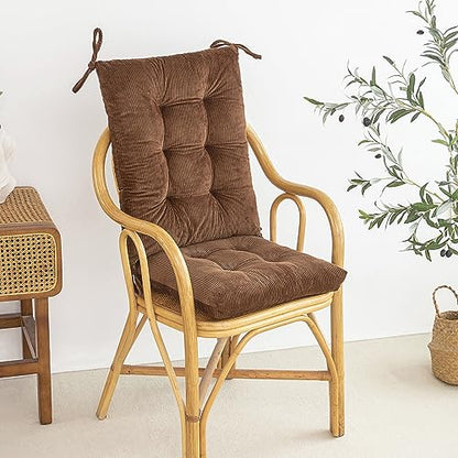 Outdoor Patio Cushion, Rocking Chair Cushion, Tufted Pads, Set of Upper and Lower with Ties Pack of 2 (2 Sets) - Back 20"×17", Seat 17"×17" (Brown) - color: Brown