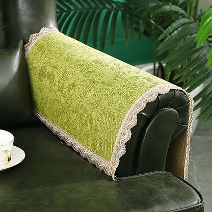 MINJIATEX Couch arm Covers,Non-Slip lace Sofa arm Covers Set of 2 Washable Sofa armrests Covers for Living Room Recliner Chair arm Cover Protectors for Leather Sofa armrest slipcover (GYDF-Green) - color: Gydf-green