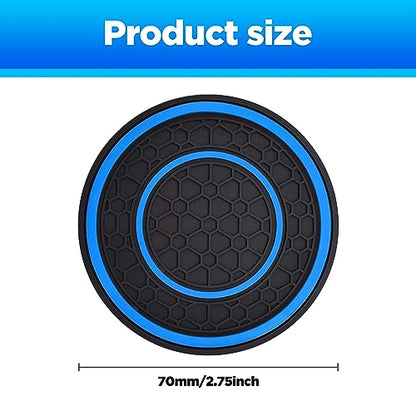 2 PCS Car Cup Holder Coaster,Car Coasters Cup Mats,2.75 Inch Universal Car Cup Coasters,Non-Slip Anti Dust Mats Cup Holder Insert Coaster, Suitable for Most Car Interior (Blue) - color: Blue