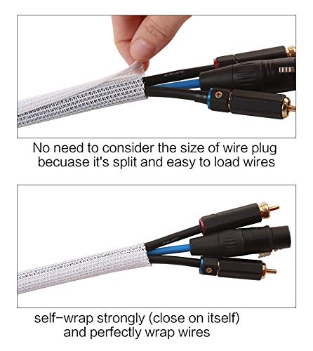 Alex Tech 10ft - 1/2 inch Cord Protector Wire Loom Tubing Cable Sleeve Split Sleeving for USB Cable Power Cord Audio Video Cable - Protect Cat from Chewing Cords - White - color: White, size: 1/2"-10ft