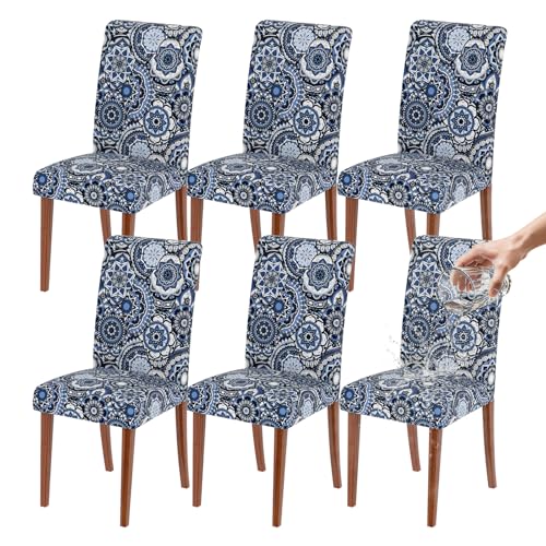 Waterproof Dining Chair Covers Set of 6,Stretch Spandex Chair Slipcovers for Dining Room Chairs, Removable Washable Kitchen Chair Covers, Elastic Chair Protectors for Home Restaurant Banquet - color: A-totem Patterns, size: 6PCS