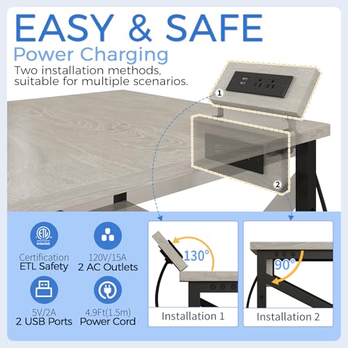 METYERRY Large Printer Stand with Power Outlet, with Height Adjustable Storage Shelf, 3 Tier Rolling Printer Cart with Industrial Wheels, 23.6 x 23.6 Inches Printer Table for Home Office, Greige - color: Greige