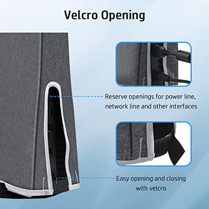 Wigearss vertical Mode Dust Cover for PS5 Console 1680D Oxford Cloth Anti-Scratch Waterproof Dust Guard Backend Cutaway Design - color: Vertical-Gray