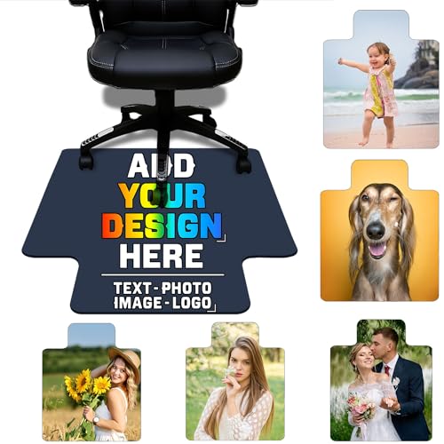 Custom Office Chair Mats, Personalized Gaming Chair Mat with Your Text Photo Image Logo, 30" x 48" with Lip Multi-Purpose Chair Carpets for Hardwood Floor Protector, Dark Grey Blue - color: Dark Grey Blue, size: 30"x 48"