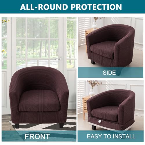 KRFOONN Club Chair Slipcover 2 Piece Stretch Jacquard Round Barrel Chair Covers Removable Tub Chair Slipcover with Elastic Bottom Chair Coverings Furniture Protector Cover for Living Room, T7 - color: Color T7